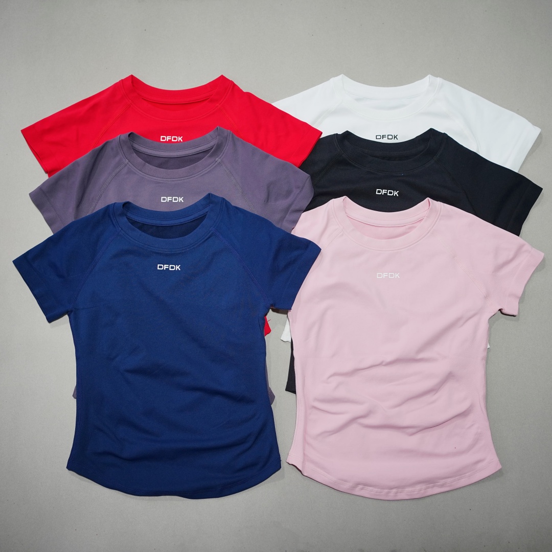 Pilates Yoga Wear - DFDK Women Elastic Slim Short Sleeve