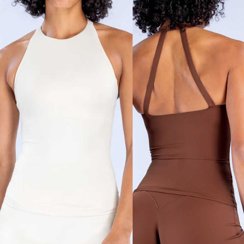Pilates Yoga Wear - Women Halter Tank Top Built In