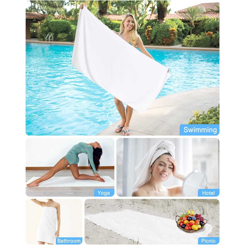 1pc Beach Towel Pure White Tow - Pilates Yoga Towel ulasan dan harga